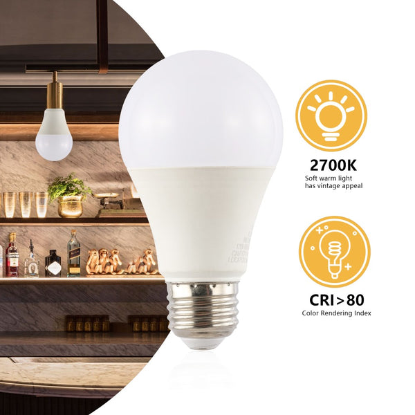 Ceramic Non-Dimmable A19-9W LED Bulbs with E26 Base