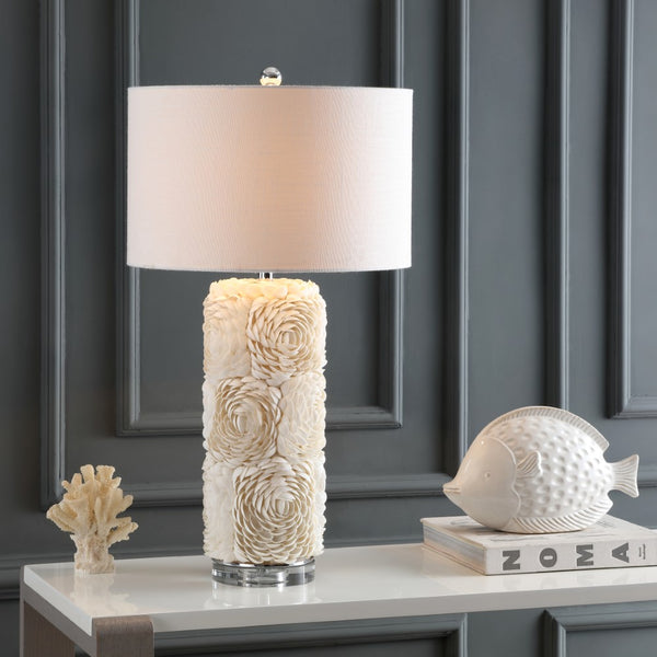 Cylinder 28.5" Seashell/Resin/Crystal LED Table Lamp