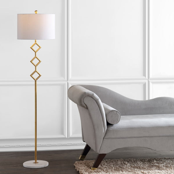 Adeline 61.5" Modern Gilt Metal with Marble Based LED Floor Lamp