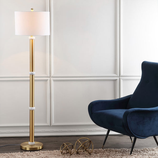 Hudson 60.5" Metal/Marble LED Floor Lamp