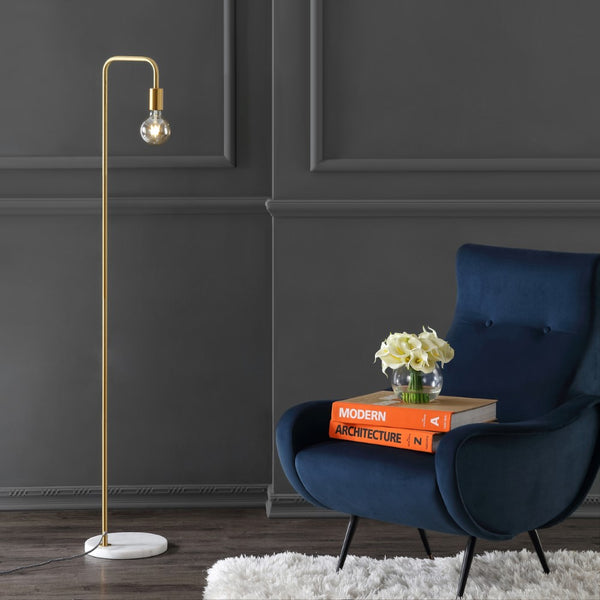 Endon 60" Minimalist Edison Metal/Marble Floor Lamp