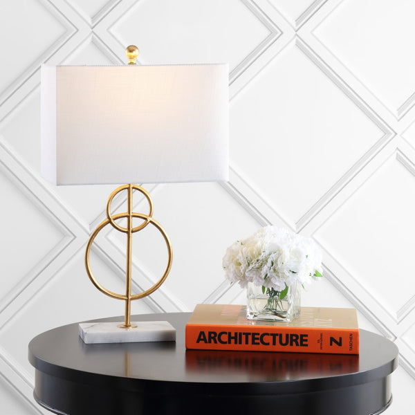 Vivian 26" Modern Circle Marble/Metal LED Table Lamp