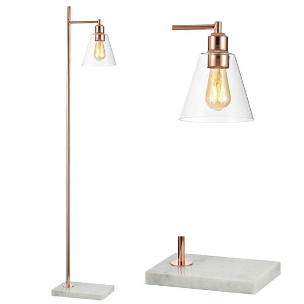 Copper 55" Modern Glam Metal/Marble LED Floor Lamp