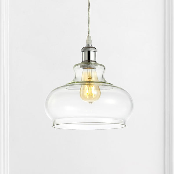 Brass 9.38" Adjustable Iron/Glass Pharmacy LED Pendant