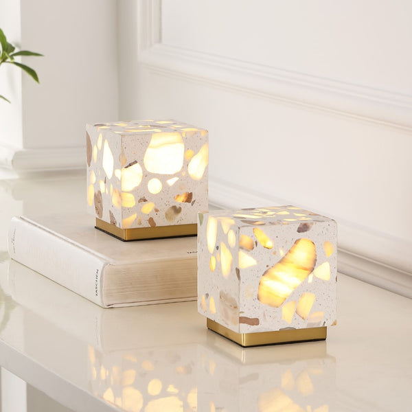Ted 4.63" Modern Glam Terrazzo Rechargeable/Cordless Dimmable Integrated LED Mini Table Lamp with Touch Sensor