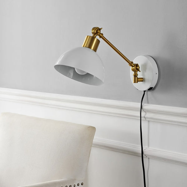 Globe 18" Swing Arm Modern Midcentury Iron USB Charging Port LED Sconce