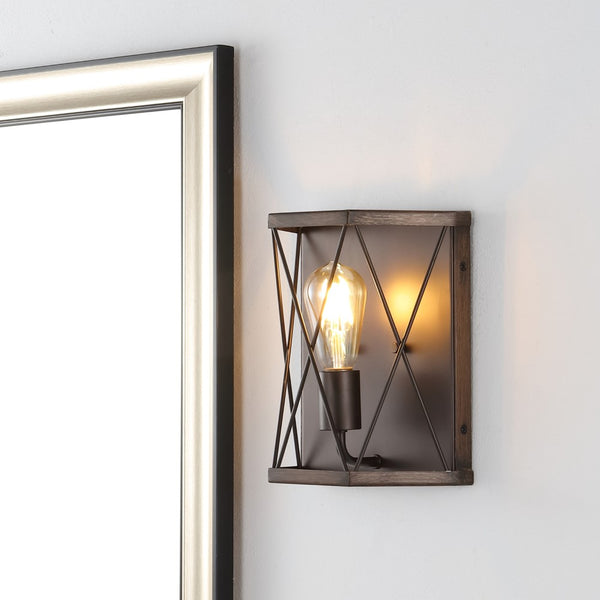 Luupyia 8.25" Rustic Farmhouse Iron LED Sconce