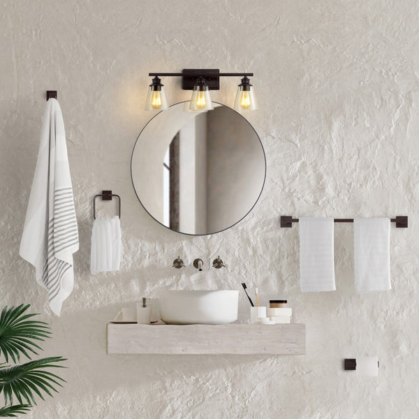 Liwuu 22.88" 3-Light Vintage Classic Vanity Light with Bathroom Hardware Accessory Set