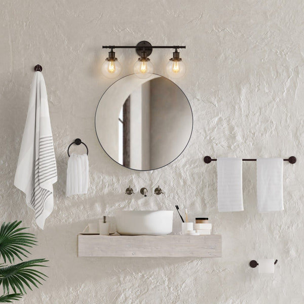 Fylbinye 24.5" 3-Light Farmhouse Classic Vanity Light with Bathroom Hardware Accessory Set