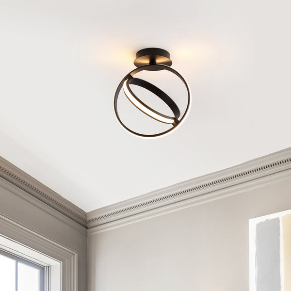 Dixun Modern Minimalist Aluminum Ring Integrated LED Semi Flush Mount