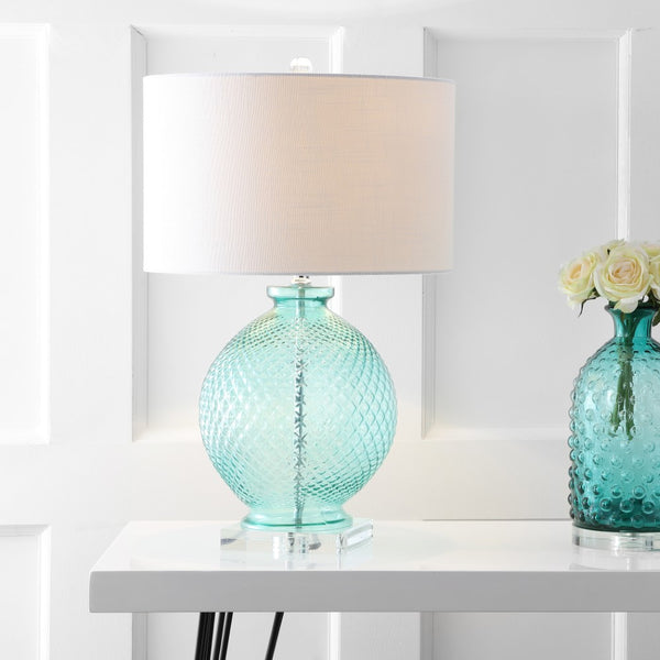 Aqua 26" Glass and Crystal LED Table Lamp