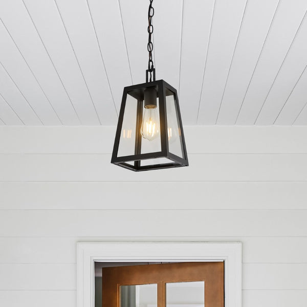 Savoy 6.75" Farmhouse Industrial Iron/Glass Outdoor LED Pendant