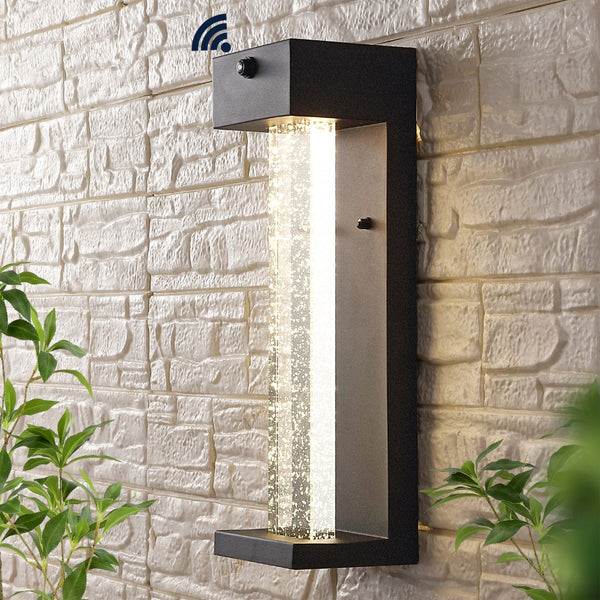 Pitch 5.13" Modern Industrial Iron/Glass Seeded Glass with Dusk-to-Dawn Sensor Integrated LED Outdoor Sconce