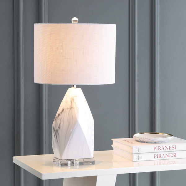 PoKat 25.5" Ceramic Marble/Crystal LED Table Lamp