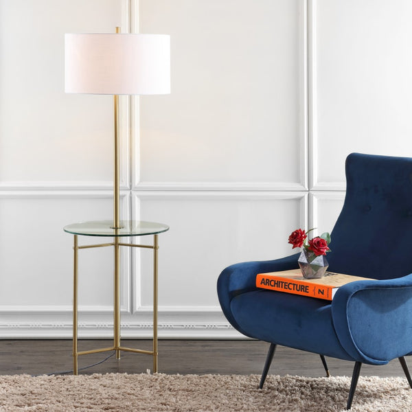 Zurich 59" Metal/Glass LED Side Table and Floor Lamp