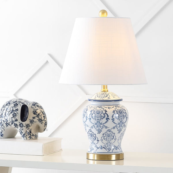 Ellis 22.25" Traditional Classic Chinoiserie Ceramic LED Table Lamp