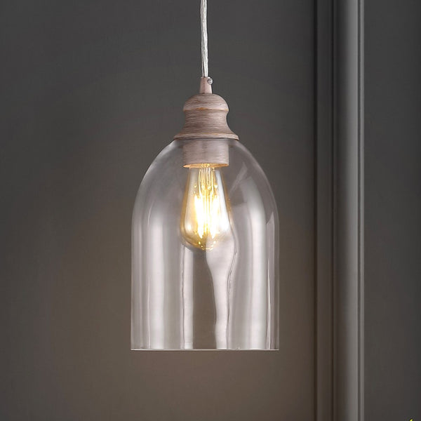 Ferano 6.25" Adjustable Greige Glass LED Pendant