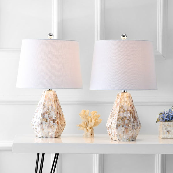 Abbyson 21" Seashell LED Table Lamp, Set of 2