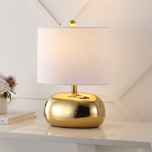 Ocean 20" Mid-Century Glam Ceramic/Iron LED Table Lamp