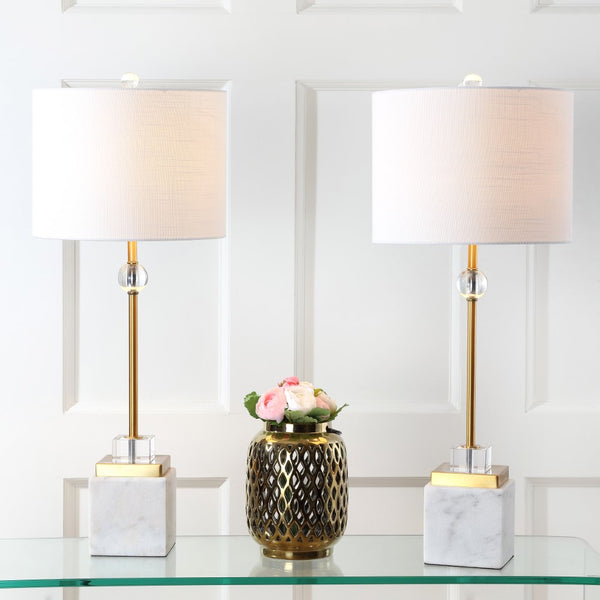 Harper 30" Marble/Crystal LED Table Lamp, Set of 2