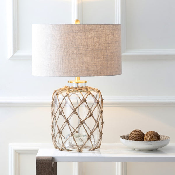 Andrews 26.5" Glass and Rope LED Table Lamp