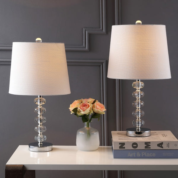 Elizabeth 22" Glass/Metal LED Table Lamp, Set of 2