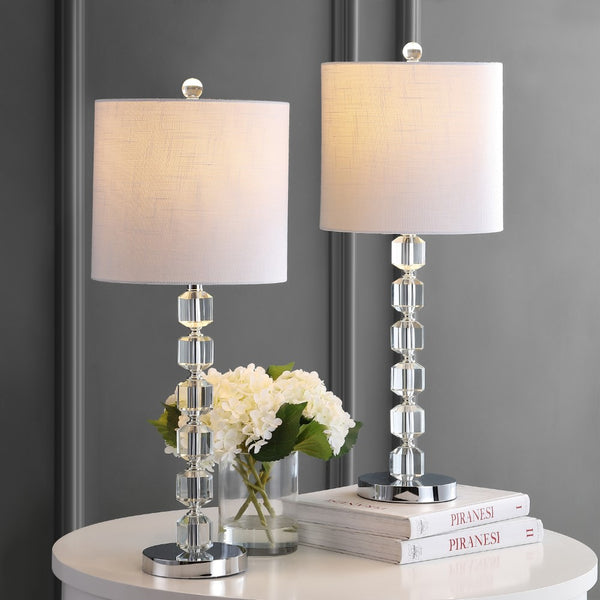 Lavish 27.5" Modern Stacked Crystal/Metal LED Table Lamp