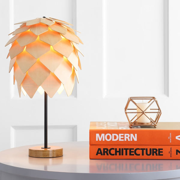 Retro 20.5" Pinecone Wood/Metal LED Table Lamp