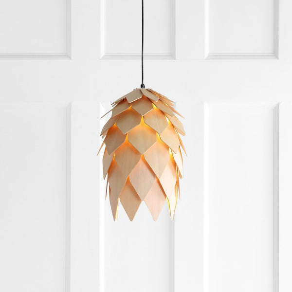 Wood 11.75" Pinecone Wood LED Pendant