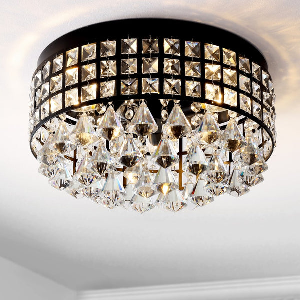 Monroe 3-Light Crystal Drops/Metal LED Flush Mount