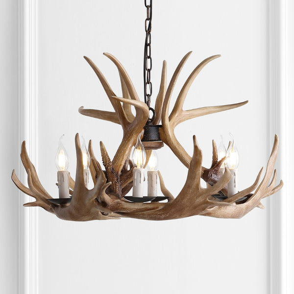 Antler 28.5" Adjustable Resin Antler 6-Light Chandelier