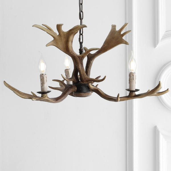 Canadian 27" Adjustable Resin Antler 3-Light LED Chandelier