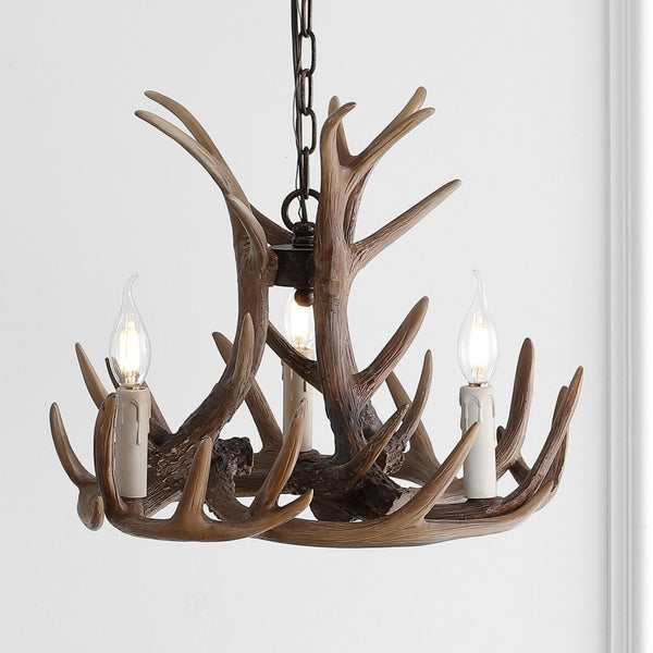 Whitefish 18" Adjustable Resin Antler 3-Light LED Chandelier