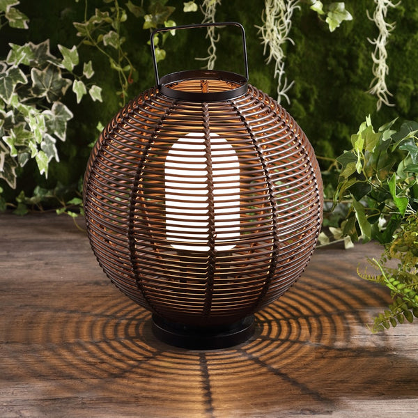 Garota 22" Outdoor Woven Globe Asian LED Lantern