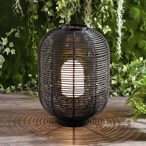 Maison 26.7" Outdoor Woven Oval Asian LED Lantern