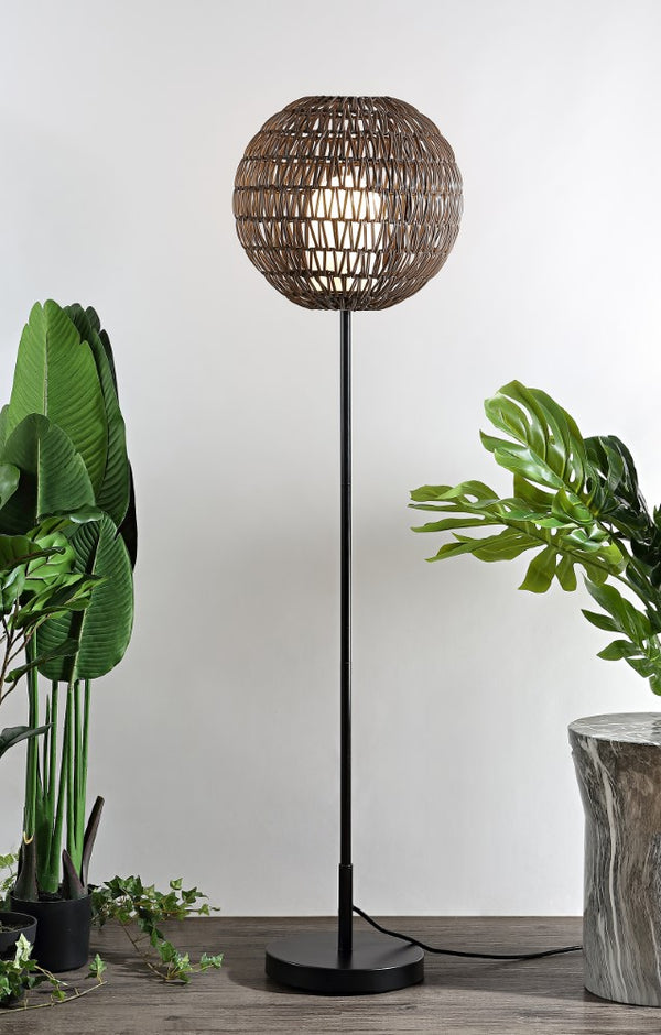 Katelin 61" Outdoor Woven Globe LED Floor Lamp