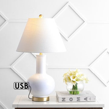 Aspen 27" Ceramic/Iron Contemporary USB Charging LED Table Lamp