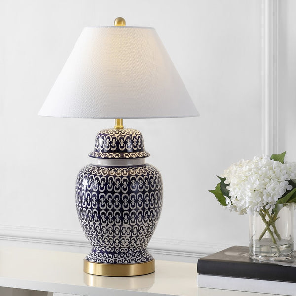 Asian 28.5" Ceramic/Iron Coastal Modern LED Table Lamp