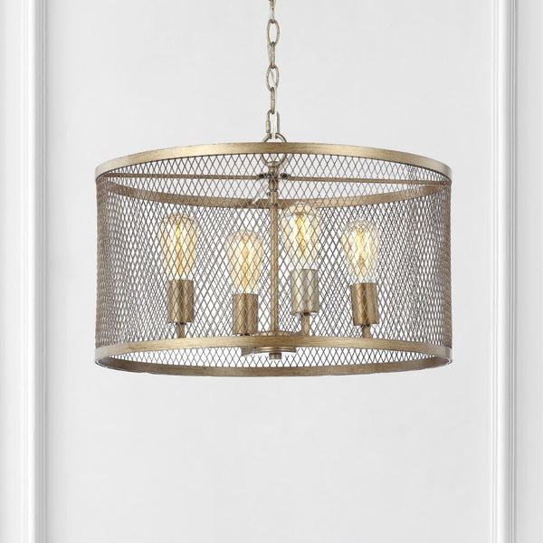 Edvivi 4-Light 20" Iron Adjustable Industrial Mesh LED Chandelier