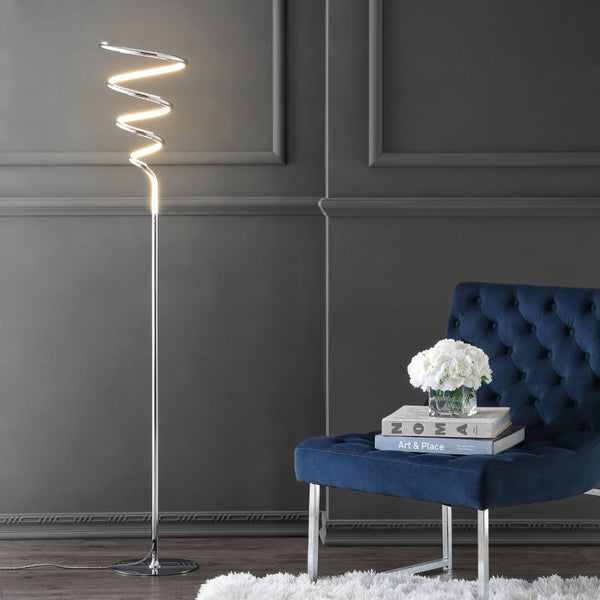 Twirls 60.5" Modern Dimmable Metal Integrated LED Floor Lamp