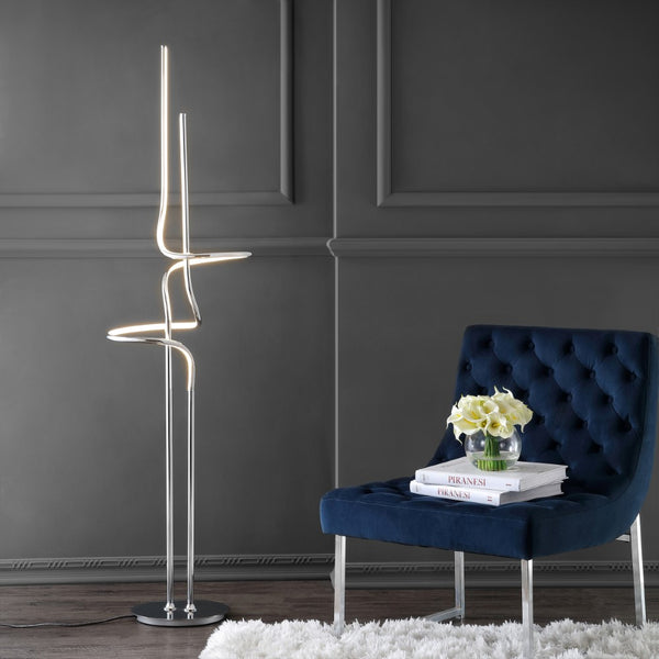 Curly 64" Minimalist Dimmable Metal Integrated LED Floor Lamp