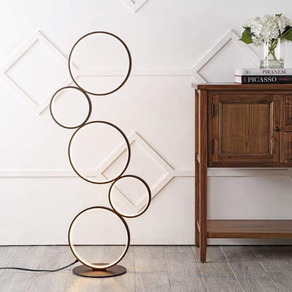 Satin Stacked Circles 45" Contemporary Modern Iron/Aluminum Integrated LED Floor Lamp