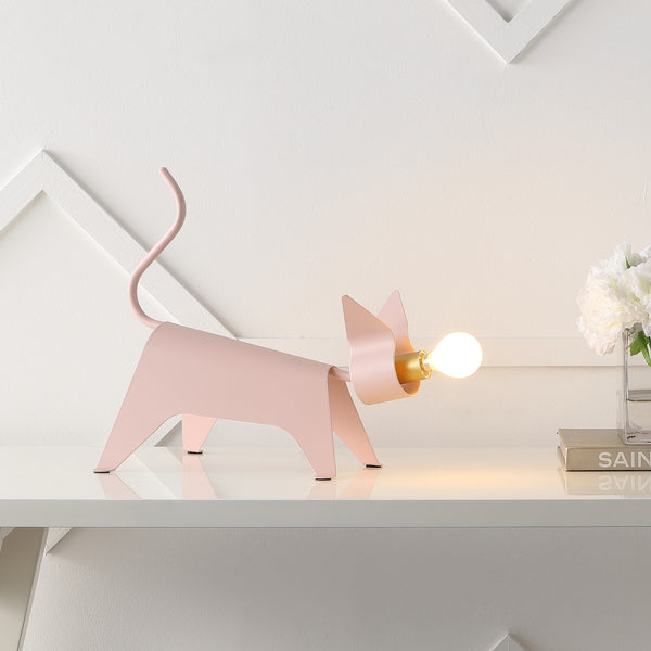 Citaaz 11.75" Modern Industrial Iron Feline LED Kids' Lamp