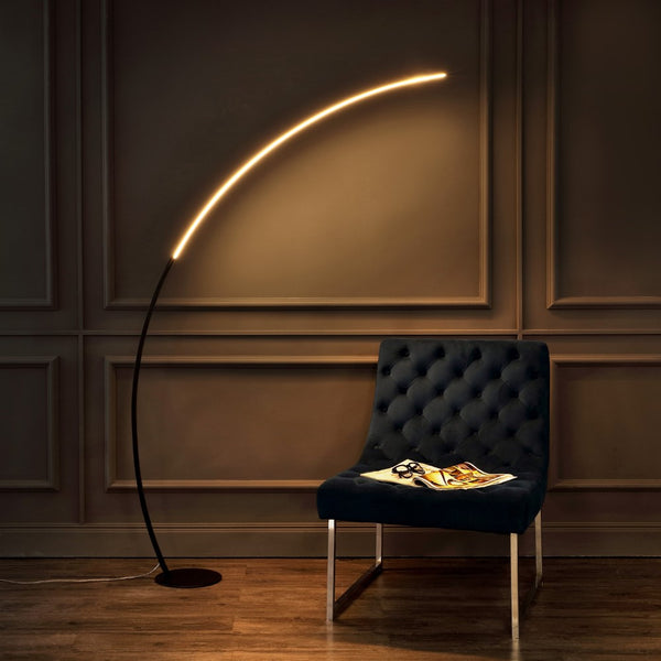 Abstract 68" Contemporary Minimalist Metal Arc Dimmable Integrated LED Floor Lamp