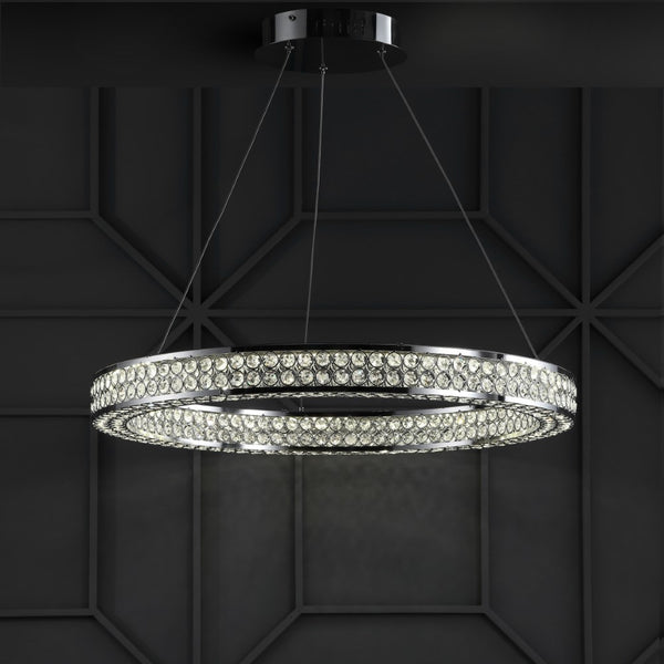 Vaziden 24.7" Round Integrated LED Crystal/Metal Chandelier