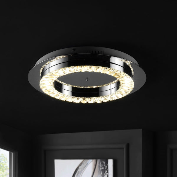 Nivel 18" Integrated Iron/Crystal Glam LED Flush Mount