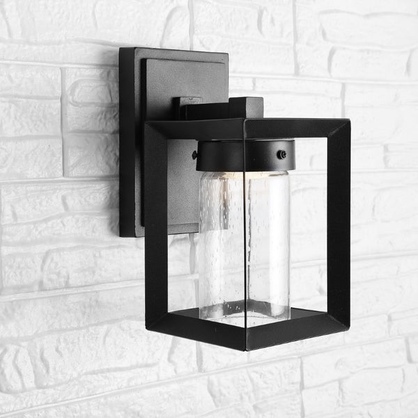 Diyel 6.75" Outdoor Modern Cube Bubble Glass/Metal Integrated LED Sconce