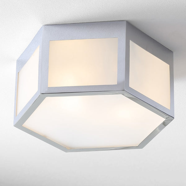 pin Niam Hexagon Metal/Frosted Glass LED Flush Mount