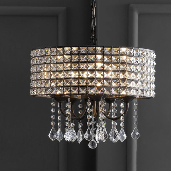 TaliaPosy 17" Metal/Crystal Adjustable LED Drop Chandelier