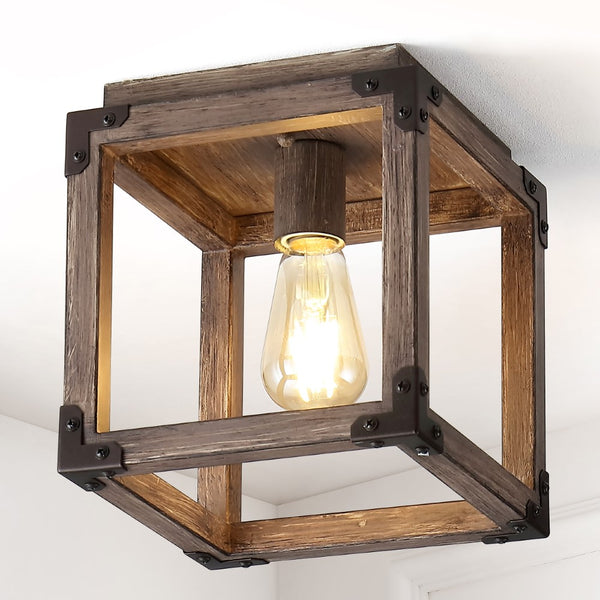 Wayfair 8" Iron Rustic Farmhouse LED Flush Mount